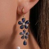 Vuskdtei18K Gold Plated Flower Dangle Earrings for Women, Hypoallergenic Cubic Zirconia Earrings, Elegant Chandelier Drop Earrings - 3 of 4