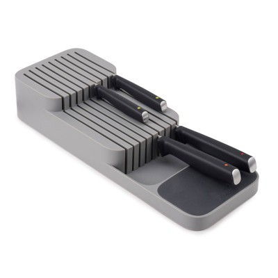 Compact Gray 2-Tier Knife Organizer with Non-Slip Base