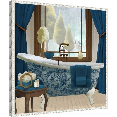 Blue and White French Provincial Bathtub Canvas Art