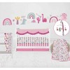 Bacati - Little Dino Girls Fuchsia/Aqua Muslin 8 pc Crib Bedding Set with 2 Swaddling Blankets - 2 of 4