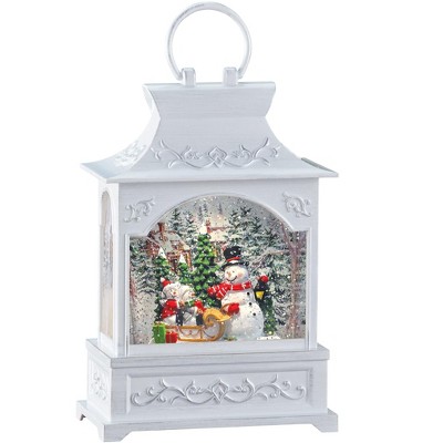 Collections Etc Hand-Painted Lighted Musical Snowman Snow Globe Lantern 6.5 X 3.5 X 11.5