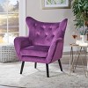 TiramisuBest Almond Button-Tufted Accent Armchair – Mid-Century Modern Lounge Chair with Oak Wood Legs & Granular Plush Fabric - 3 of 4
