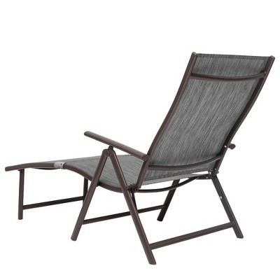 2-Person Black and Gray Aluminum Adjustable Chaise Lounge Set with Table