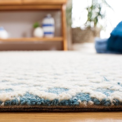 Handmade Tufted Blue Wool Square Rug 5'