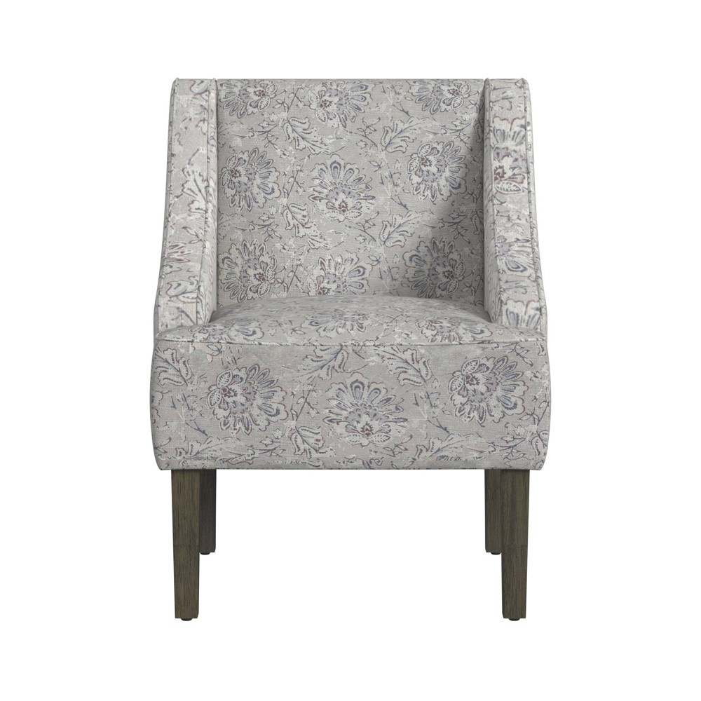 Classic Swoop Arm Chair Artistic Floral Print Linen - HomePop