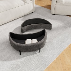 Mlmh & Kngwa 33.9" W Half-Moon Storage Ottoman Bench With Metal Legs - 1 of 4