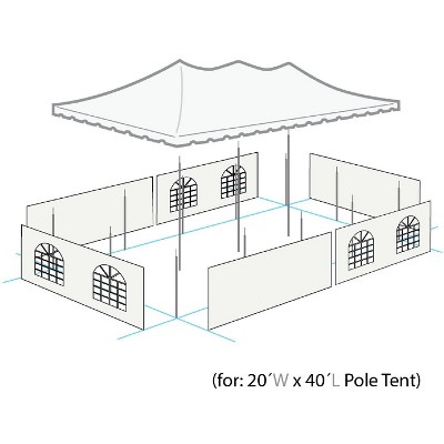 Blue and White 20' x 40' Waterproof Canopy Tent with Sidewalls