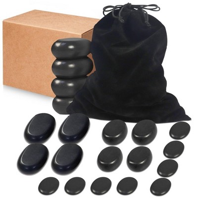 Basalt Hot Massage Stones Set for Heat Therapy with Travel Bag, 20 Pieces, Relaxation and Pain Relief