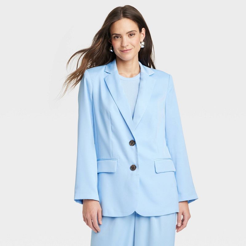 Women's Satin Spring Blazer - A New Day™ Blue, 1 of 7