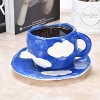 KITCHTIC 10 Oz Japanese Hand Painted Coffee Cup with Saucer - Blue - image 3 of 4