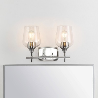 Contemporary Nickel 15'' Dual-Light Wine Glass Wall Sconce