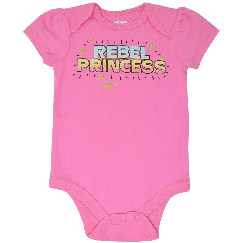 Star Wars Chewbacca Princess Leia R2-D2 Baby Girls 5 Pack Bodysuits Newborn to Infant, 4 of 8
