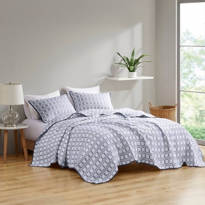 Gray King Reversible Microfiber Matelasse Coverlet Set