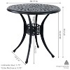 Sunnydaze 30.75" Round Sigonella Cast Aluminum Outdoor Patio Table, Black - 3 of 4