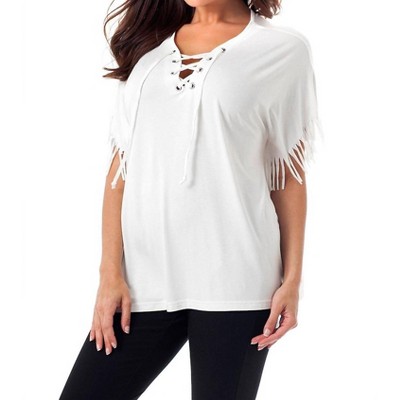 Women's Stone Wash Fringed Tunic - ANGEL