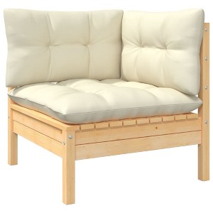 vidaXL Patio Corner Sofa with Cream Cushions Solid Pinewood - 1 of 4