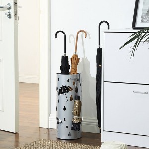 SONGMICS Umbrella Stand, Metal Umbrella Holder for Entryway, with Water Tray and 4 Hooks, 7.7 x 7.7 x 19.3 Inches, Round - 1 of 4