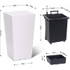 22" Tall Planter Set of 2, Black Indoor/Outdoor Pots with Drainage, Water Level Monitor, Inner Bucket, and Auto Watering, White - 2 of 4