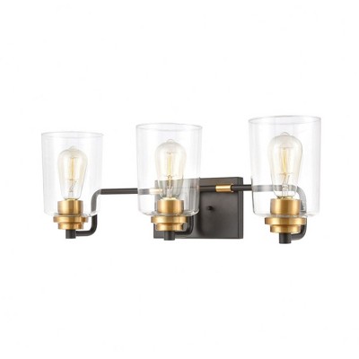 Elk Home Robins 3 - Light Vanity in  Matte Black/Brushed Brass