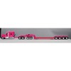 DCP by First Gear, 1/64 Pink Kenworth W900L w/ Fontaine Tri-axle Lowboy & Flip Axle, 60-1497 - 4 of 4