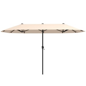 Costway 13 FT Large Patio Umbrella Outdoor Double-Sided Table Market Umbrella for Garden Beige/Brown/Gray/Navy/Orange/Wine - 1 of 4