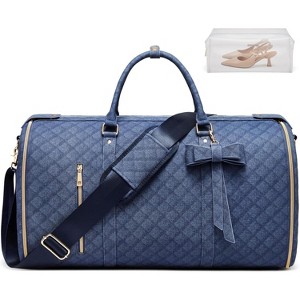 Stylish Convertible Carry On Garment Bag for Women, PU Leather Duffle with Shoe Compartment & Toiletry Pocket - 1 of 4