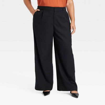 Women's High-Rise Wide Leg Trousers - Ava & Viv™ Black 17