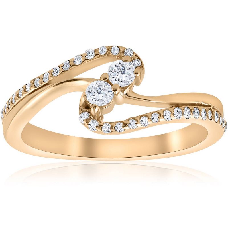 Pompeii3 1/2ct Two Stone Diamond Forever Us Engagement Ring 10k Yellow Gold, 1 of 5