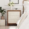 JIONJOY Farmhouse 3-Drawer Dresser - Hand-Carved Leaves Design, Fully Assembled Vintage Storage for Bedroom/Living Room, White & Brown - 2 of 4