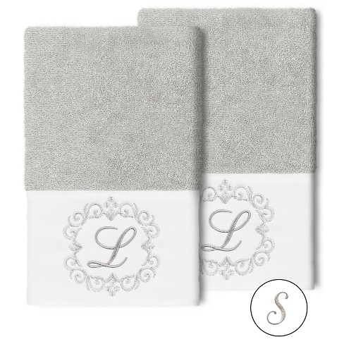 Black monogrammed hand towels hot sale