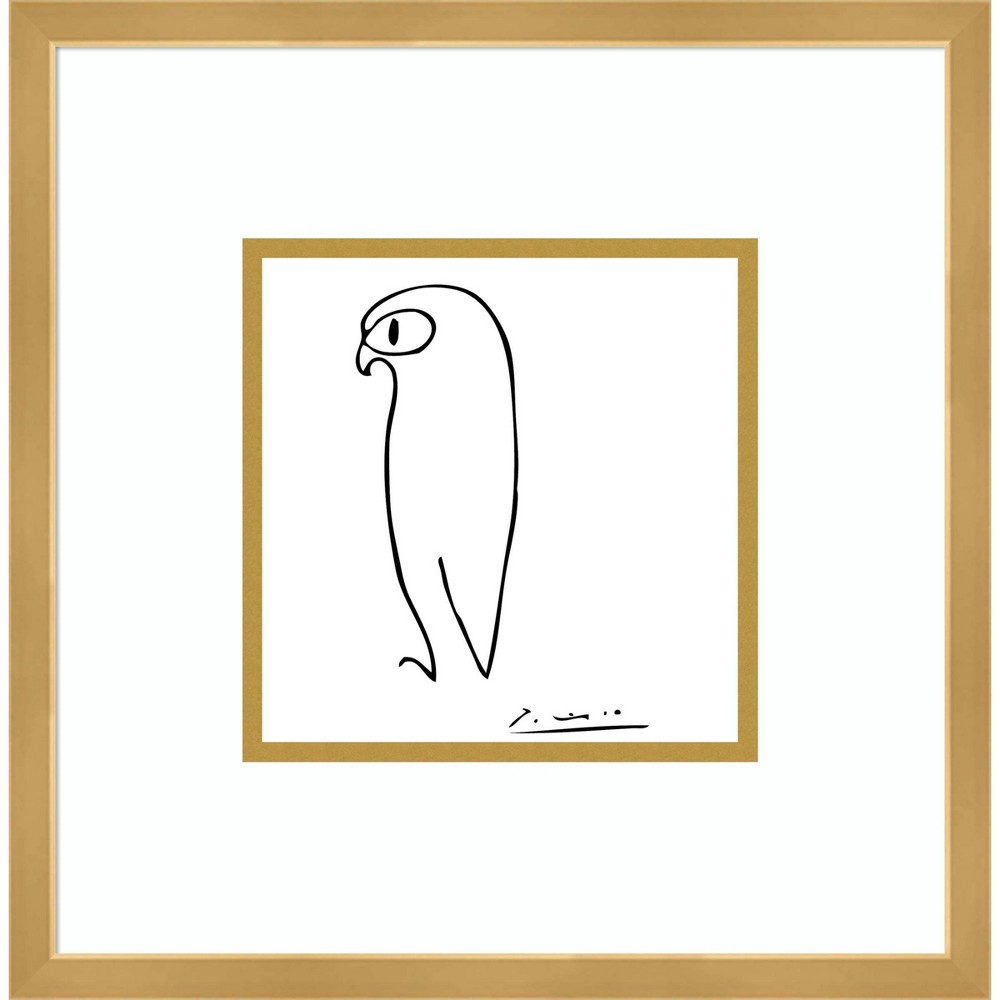 Photos - Other interior and decor 16" x 16" Owl by Pablo Picasso Framed Wall Art Print Beige - Amanti Art