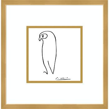 16" x 16" Owl by Pablo Picasso Framed Wall Art Print Beige - Amanti Art