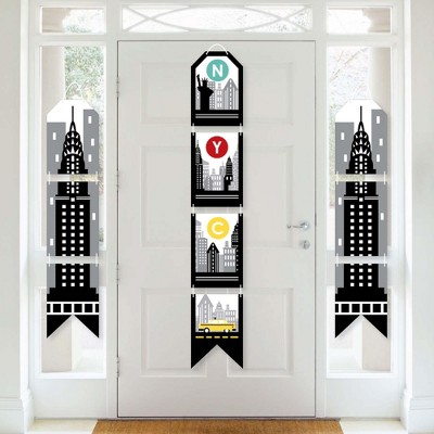 Big Dot of Happiness NYC Cityscape - Hanging Vertical Paper Door Banners - New York City Party Wall Decoration Kit - Indoor Door Decor