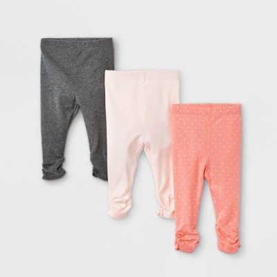 Image of Baby Girls' 3pk Basic Pull-On Pants - Cloud Island™ Pink 6-9M