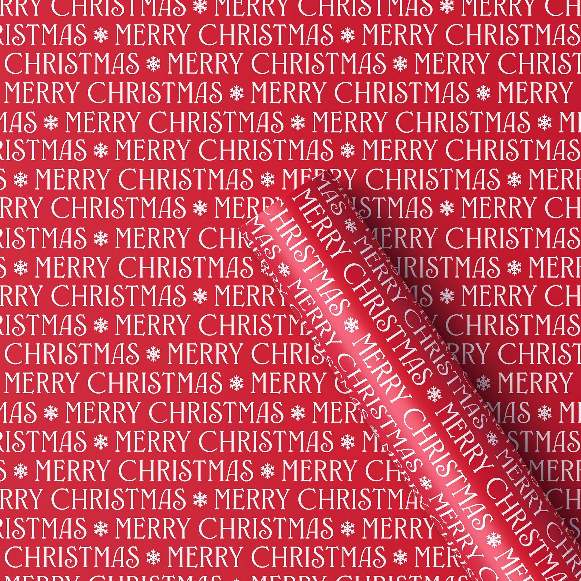 30" 50 sq ft Christmas Roll Wrap Merry Christmas on Red - Wondershop™
