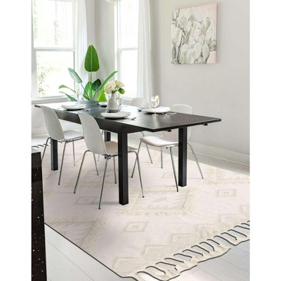 Ivory Geometric Handmade Wool Area Rug