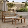 LuxenHome Outdoor Acacia Wood Rope Back Loveseat with Cushions and Coffee Table Set - 2 of 4
