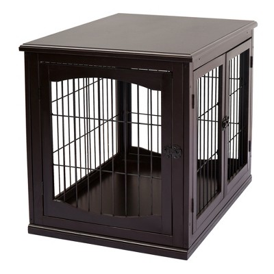 Extra Small Dark Brown Wooden Dog Crate Table