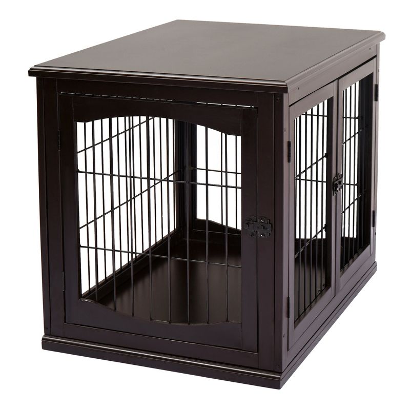 PawHut 26" Wooden Dog Crate, Furniture Style Pet Cage Kennel, End Table, with Lockable Double Door Entrance, and Top Shelf, 6 of 14