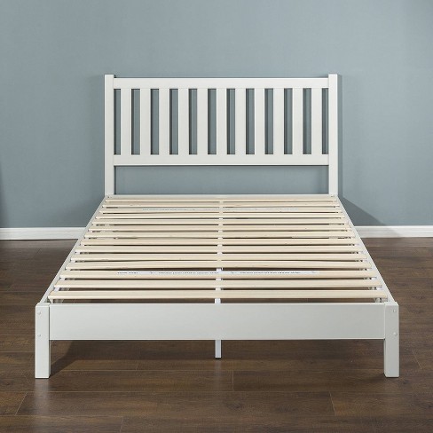 Full Wen Deluxe Wood Platform Bed With Slatted Headboard White Zinus Target