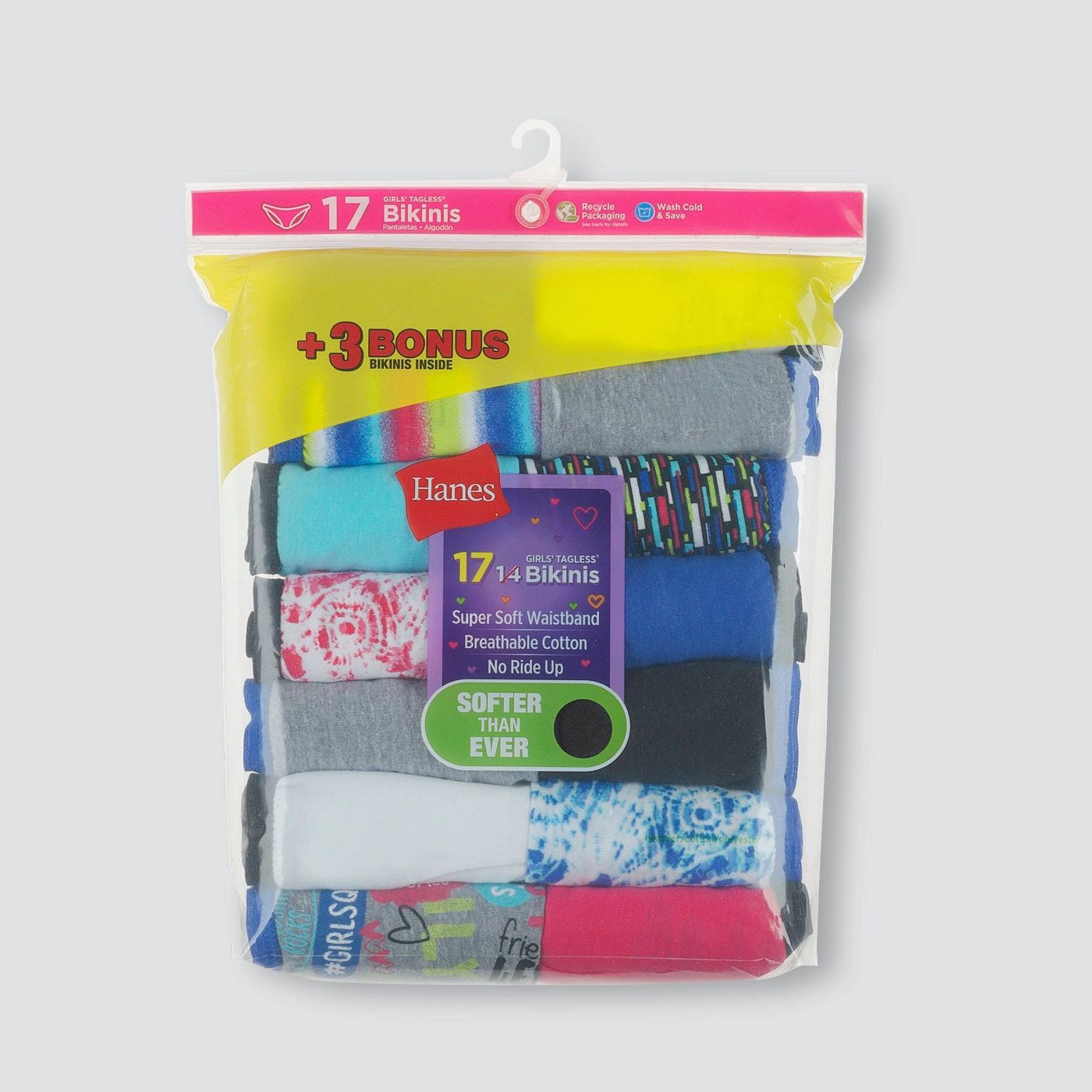 Hanes Girls' 14+3 Bonus Pack Bikinis - image 1 of 3