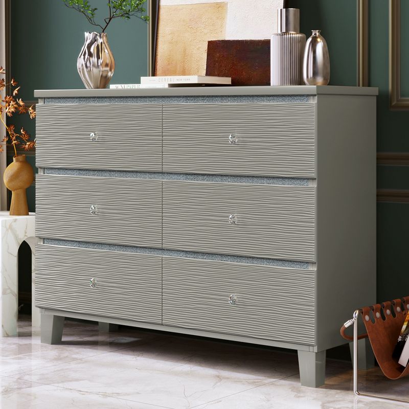 Cassio 47.3"W x 15.4"D x 35.6”H Horizontal Dressers 6 Drawers Metal Slides Crystal Handle With Rubber Wood Legs Accent Cabinet-Maison Boucle, 2 of 8