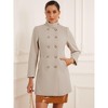 Allegra K Women's Winter Double Breasted Stand Collar Side Pocket Vintage Pea Coats - 4 of 4