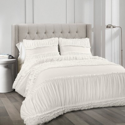 Lush Decor Full/Queen Nova Ruffle Comforter Set White - Lush Décor: Traditional Shabby Chic, 3-Piece Midweight Bedding, Solid Pattern — фото 2