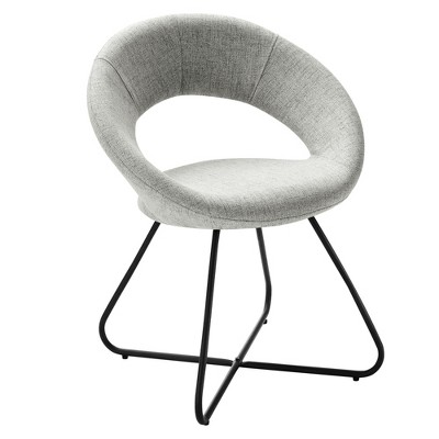 32" Black Light Gray Velvet Upholstered Side Chair with Metal Legs