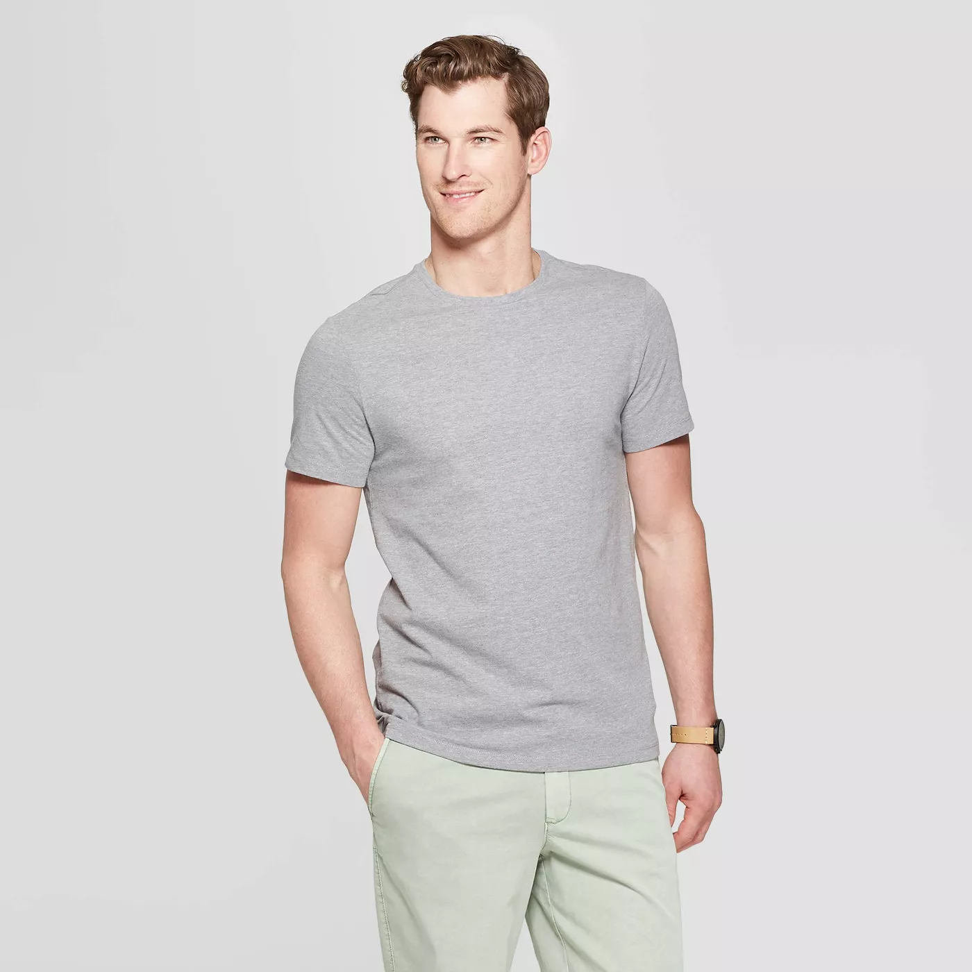 Men's outfit style photography session Standard Fit Short Sleeve Lyndale Crew Neck T-Shirt - Goodfellow & Co