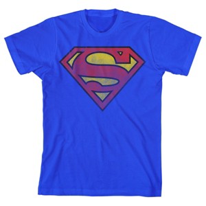 Superman Classic Logo Boy's Royal Blue T-shirt - 1 of 3