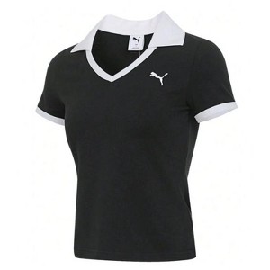 TIME HOLLOW Knit Collared Short T-Shirt - 1 of 3