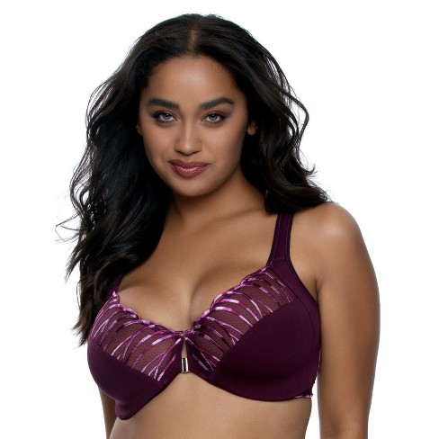 Paramour by Felina Women's Angie Front Close Minimizer Bra (Aubergine  Ombre, 34D)