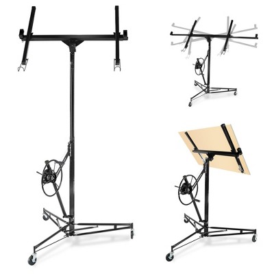 16 Ft Drywall Lift, 150LBS Capacity Rolling Drywall Rolling Lifter, Heavy Duty Sheetrock Hoist with Telescopic Arm for Home & Commercial Use